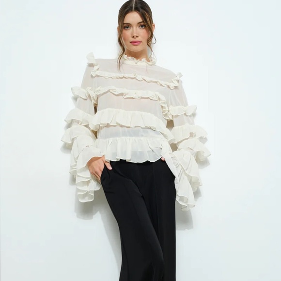 Ina Cream Ruffle Layered Blouse - Picture 3 of 5